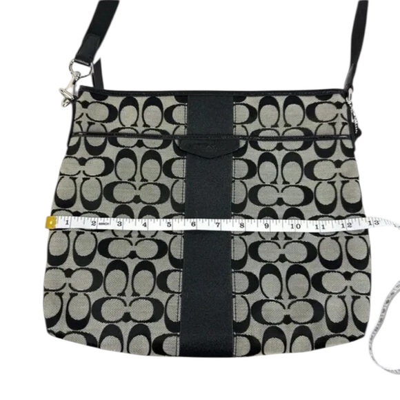 COACH Canvas Signature Monogram Crossbody Black Grey - Picture 6 of 9